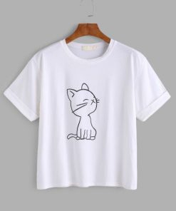 Cat Print Cuffed T shirt| NL