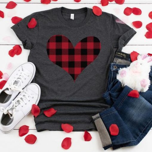 Red Buffalo Plaid Style Heart Valentine Shirt|NL