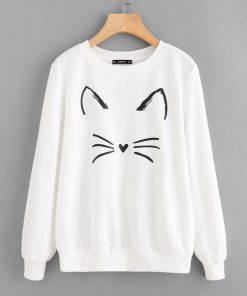 Cartoon Cat Print Sweatshir| NL