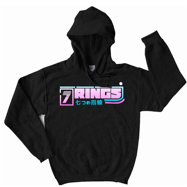 Ariana Grande 7 Rings Graphic Hoodie Black Womens... - Depop