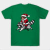 Santa Cat on A Raccoon T-Shirt