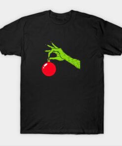 The Grinch Hand Holding Red Christmas Ornament Holiday T-Shirt