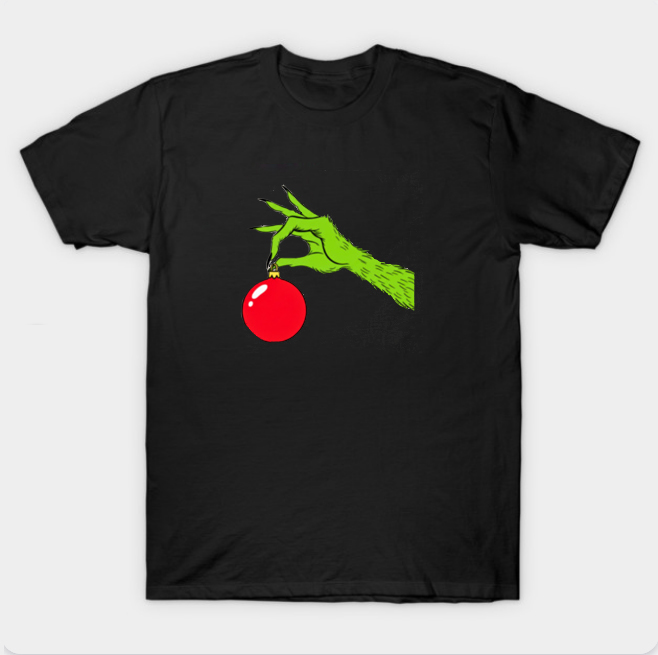 The Grinch Hand Holding Red Christmas Ornament Holiday T-Shirt